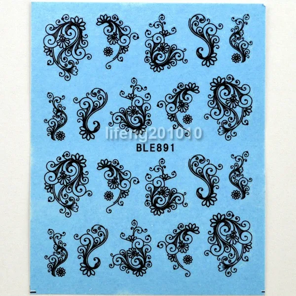 6 шт./лот переводные наклейки для ногтей дизайна украшения инструмент черный