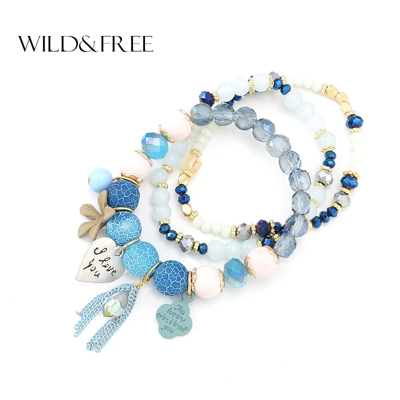 Женский браслет в стиле бохо Wild & Free модный этнический многослойный с большими
