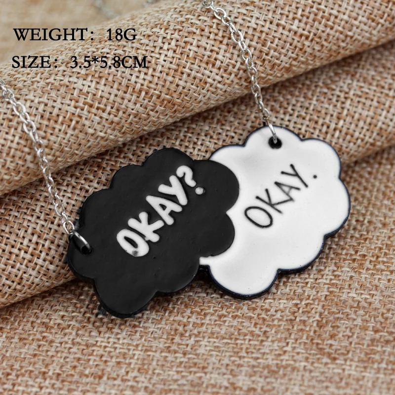The Fault In Our Stars OKAY Alloy Pendent Charm Necklace Vintage Cloud Friendship Gift For Men Women Lover Factory Direct Sale | Украшения