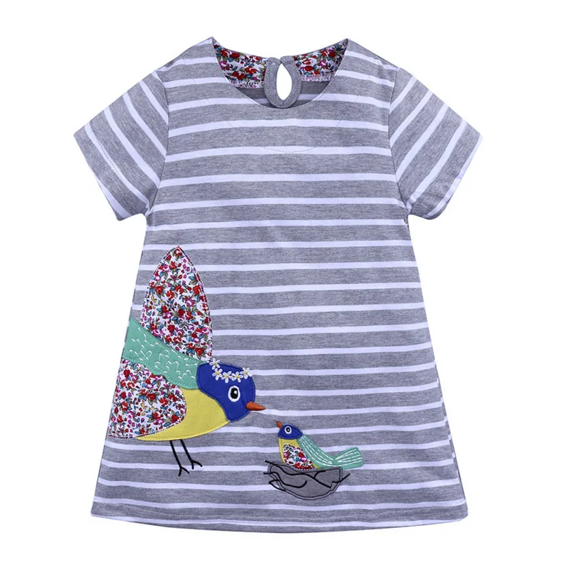 

A-Line Dress For Girls Horizontal Stripes Fashion Design Cotton Fabric O-Collar Vivi Dress