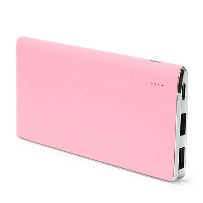 Портативный ультра тонкий 10000 mAh банк питания двойной USB внешний аккумулятор