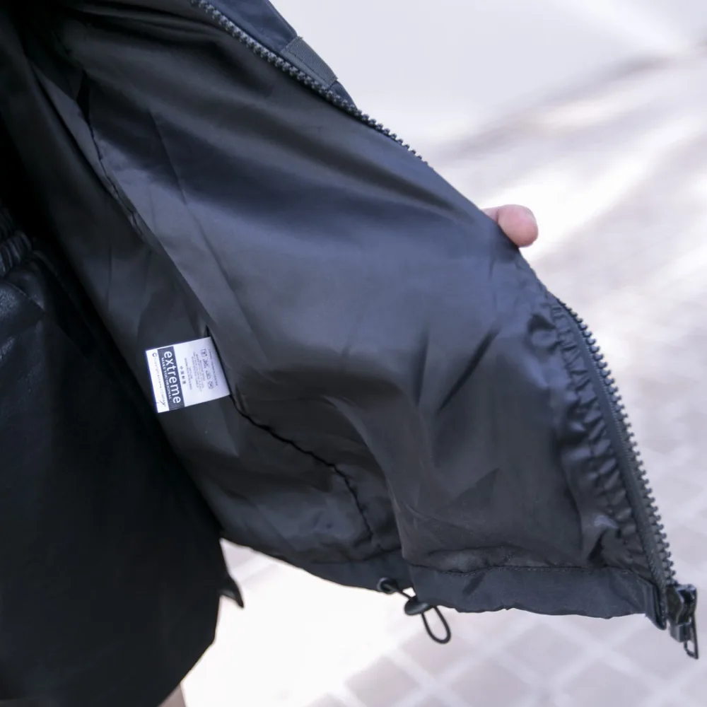 Patchwork zipper placketing ribbon pocket with a hood loose bf trench outerwear street | Женская одежда