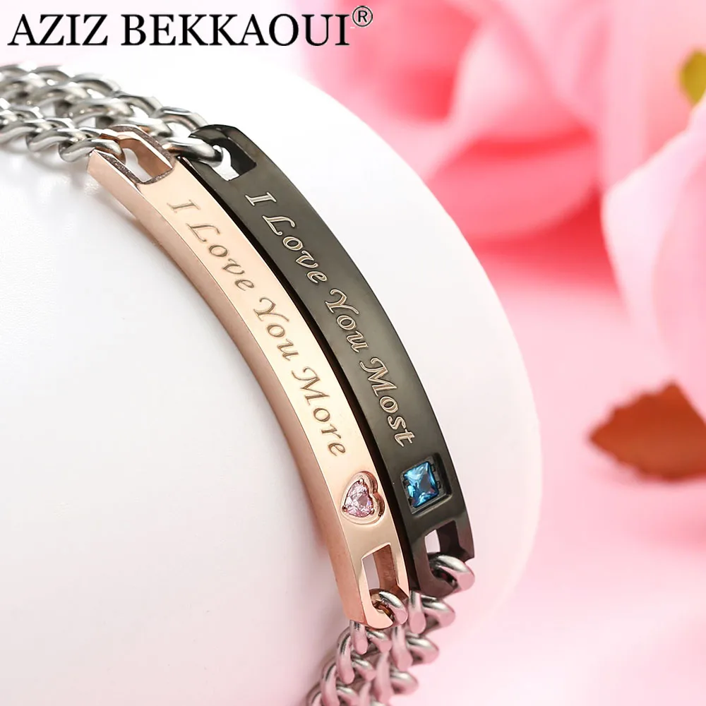 Браслеты из нержавеющей стали с шармами Я тебя люблю больше и больше| |