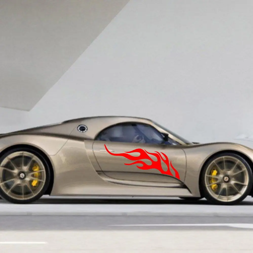HotMeiNi 110 см * 29 2 X автомобильные гоночные наклейки Crazy Flames на дверь наклейка для