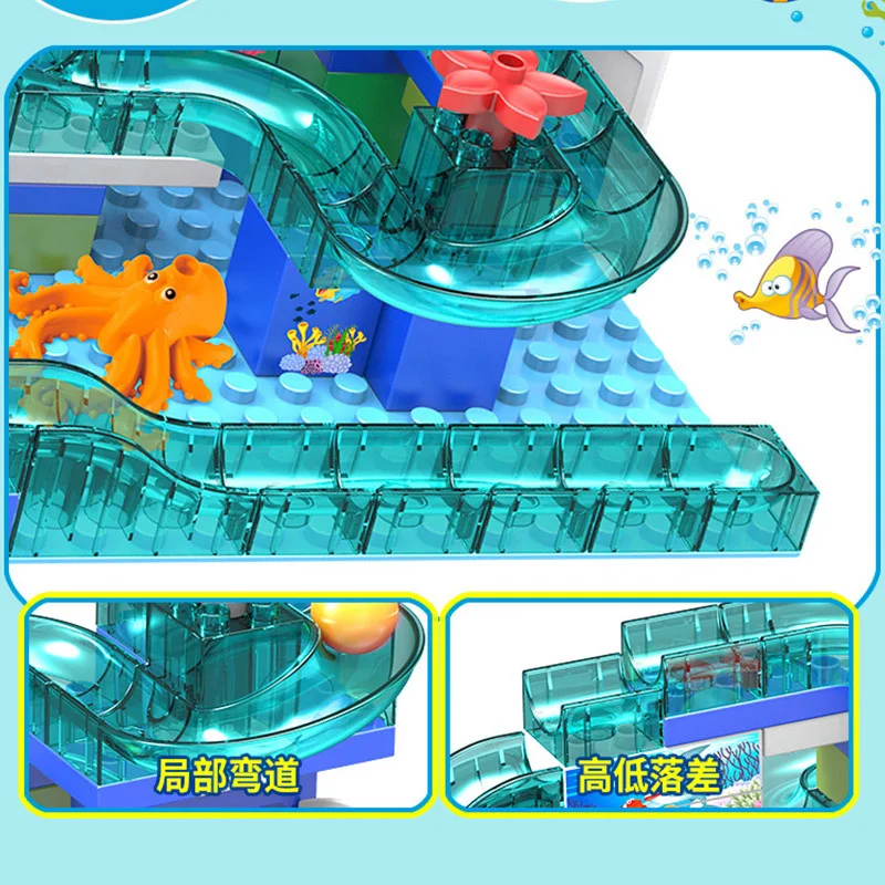 101 шт. большой размер Happy Park Sea City Marble Run модель строительные блоки Совместимые с