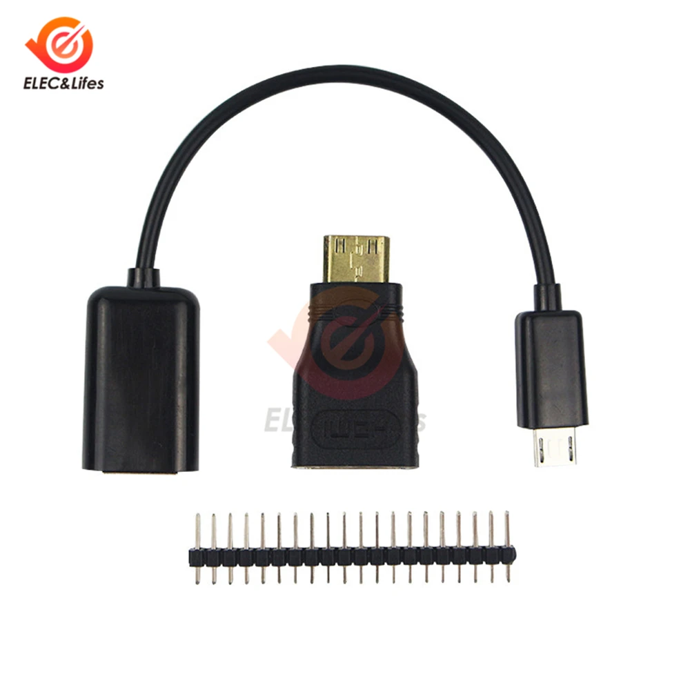 Адаптер Micro HDMI 3 в 1 для Raspberry Pi Zero W наборы Mini адаптер + USB кабель Мама папа GPIO