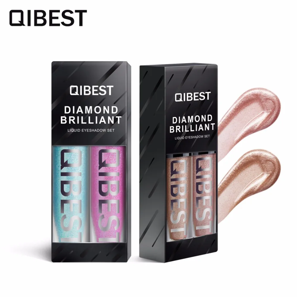 Макияж Qibest 2 шт./компл. жидкие блестящие тени для век водостойкие алмазные