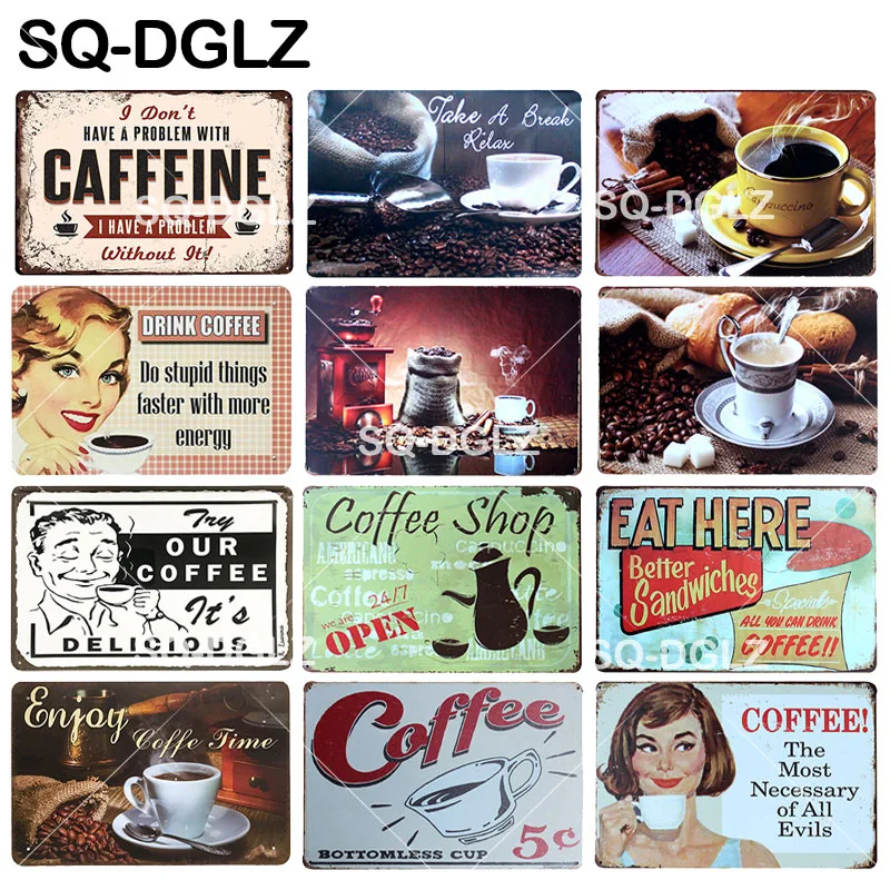 Жестяной знак [SQ-DGLZ] кофеин металлический Enjoy Coffee Настенный декор для кофейни