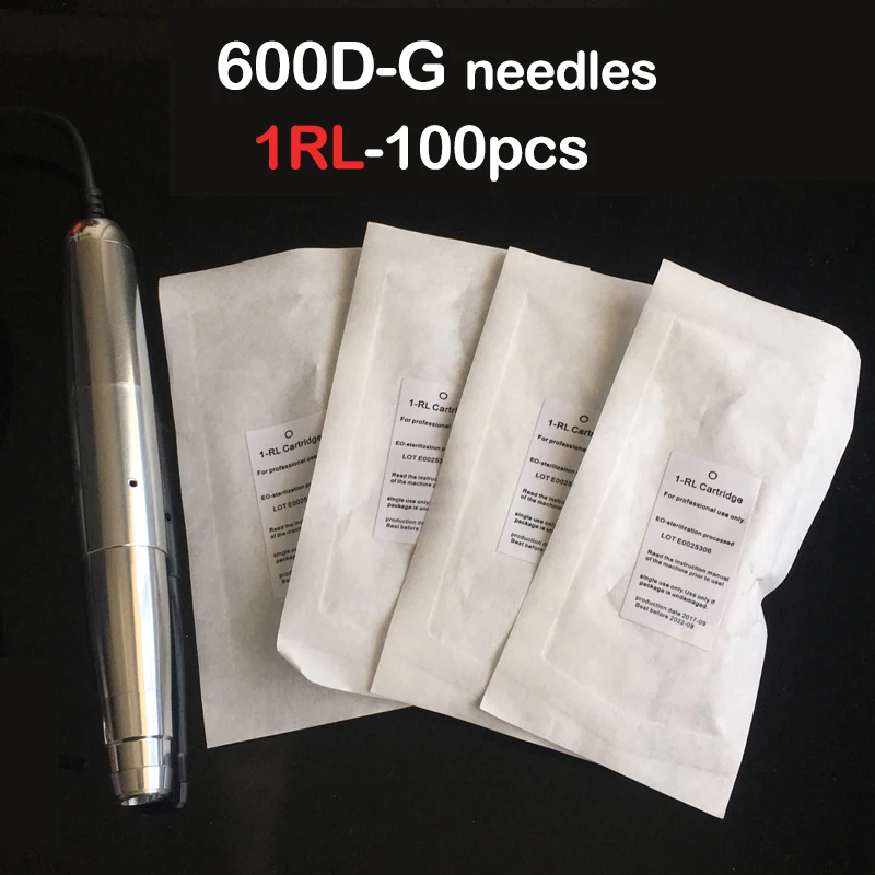 Иглы для татуажа, 100 шт./лот, 1RL, одноразовые, стерилизованные, Перманентный макияж, картридж,, советы для бровей, губ, Agulha, легко нажимаются для бровей тату тату машинка