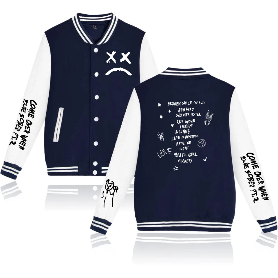 

2019 Lil Peep Print Jacket Hip Hop Fashion K-pops Casual Sweatshirt Harajuku Men And Women Long Sleeve College Baseball Jackets