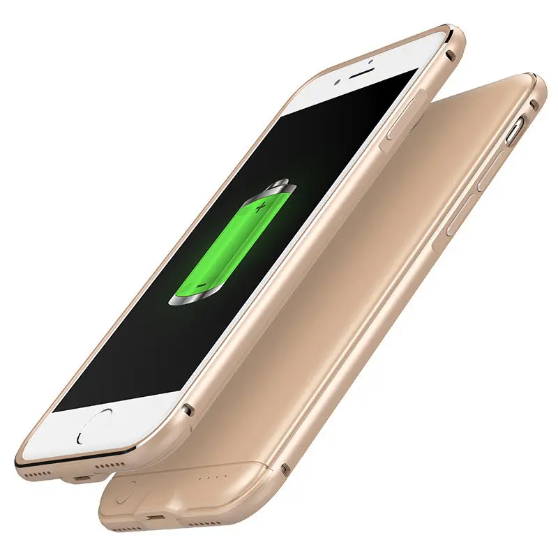 gold Чехол для аккумулятора с металлической рамкой для Iphone 7 Plus, чехол для зарядного устройства, чехол для смартфона, внешний аккумулятор для Iphone 7 Plus, чехол для аккумулятора - Цвет: gold
