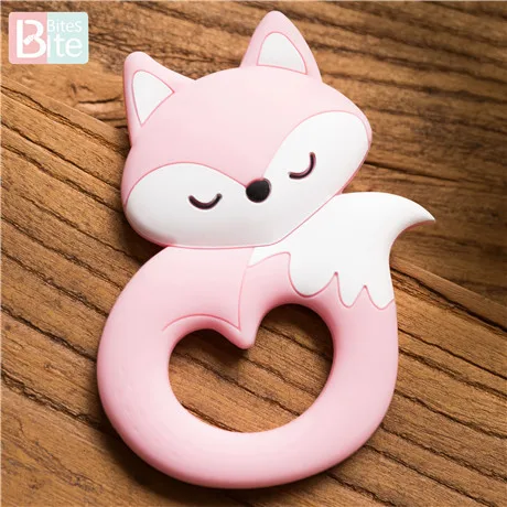 Fox Pink 6 шт., силиконовый Прорезыватель для зубов, кулон в виде лисы для соски, Товары для малышей, Силиконовые Прорезыватели для зубов, игрушки для детей, Детские Прорезыватели - Цвет: Fox Pink