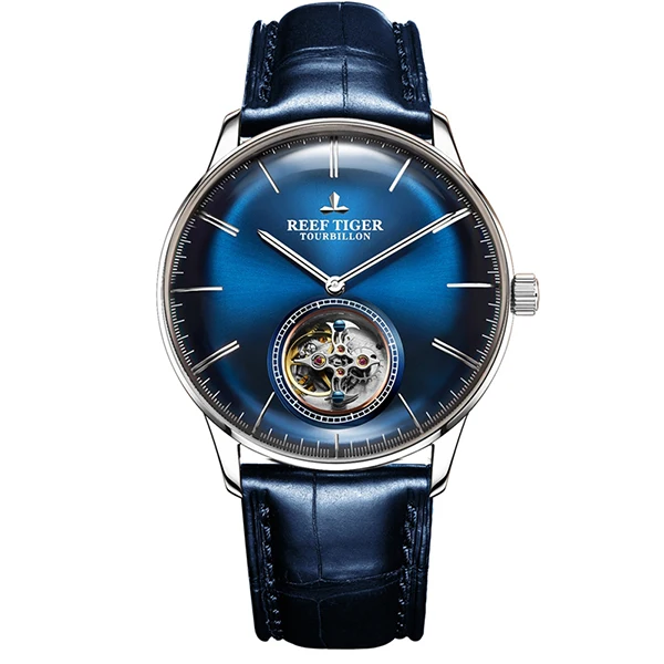 Риф Тигр/RT роскошный бренд Tourbillon механические часы для мужчин розовое золото кожаный ремешок часы водонепроницаемый Montre Homme RGA1930 - Цвет: RGA1930-YLL