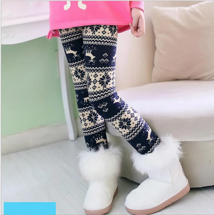 Зимние теплые штаны для девочек VEENIBEAR в рождественском стиле леггинсы с