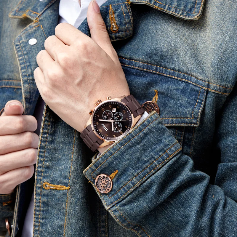 DOM мужские часы лучший бренд класса люкс водонепроницаемые кварцевые из