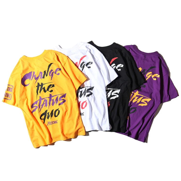 High street tide brand hip hop short-sleeved t-shirt men and women round neck loose T-shirt BF style half-sleeved T- shirt | Мужская