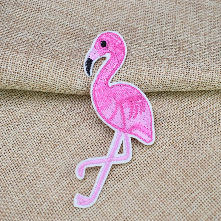 10 шт. нашивки с вышивкой в виде розового фламинго для джинсов|embroidered patch|patches for