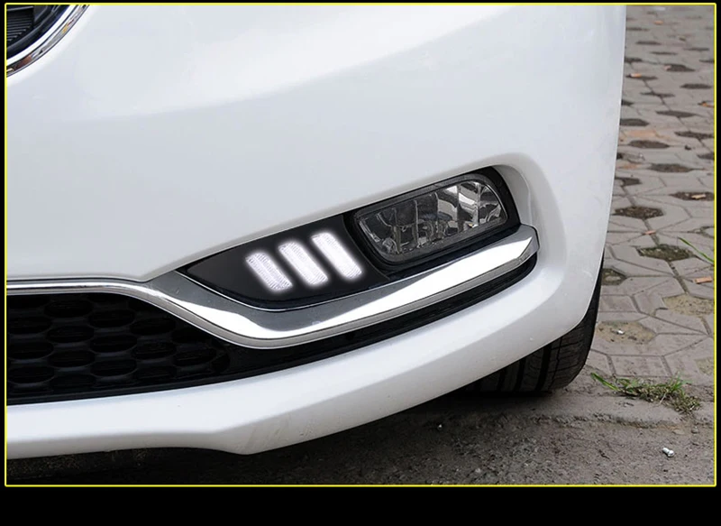 Car Flashing 1 Set Styling DRL Daytime Running Light Fog Lamp with Turn Signal For KIA K3 CERATO 2013 2014 2015 2016 |