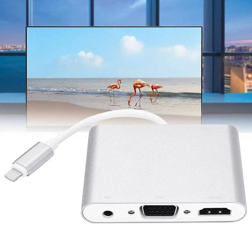 Новое поступление HD 1080P 8Pin к VGA Аудио Видео адаптер конвертер кабель для iPhone iPad HDMI