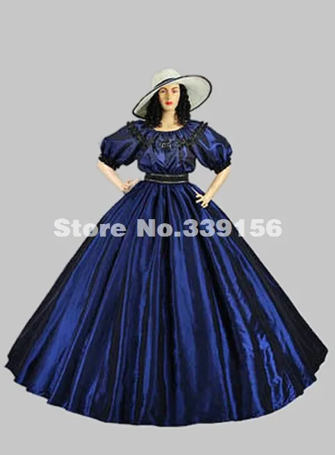 Атласное Бальное платье красного и синего цвета времен Гражданской войны