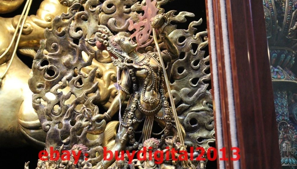 21 &quotТибетский буддистский храм Бронзовая статуя Будды Kwan Yin 24K золото