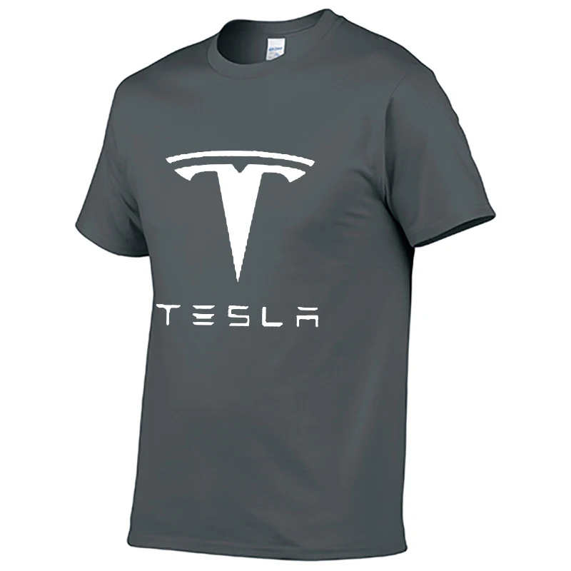 Мужская футболка с коротким рукавом и логотипом Tesla Car, летняя повседневная мужская однотонная хлопковая футболка, модная мужская одежда в стиле хип-хоп Harajuku