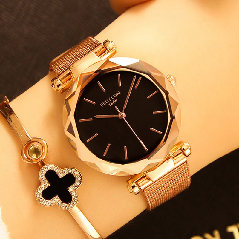 Часы женские повседневные кожаные розовое золото|Женские наручные часы| |