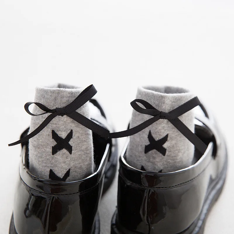 Japan Style Bandage Bow Women Cotton Skateboard Socks Funny Customized Hipster Creative Solid Casual Female Sox | Женская одежда