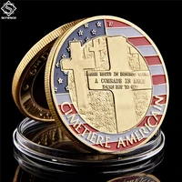 the normandie war antique gold plated america challenge coin with round acrylic box for collection