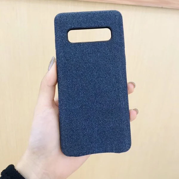 Роскошный холст Зерна Чехол Для samsung Galaxy S10+ S10E Lite Note8 9 Скрытая кнопки ткань ретро Canvas soft case F11 - Цвет: Синий