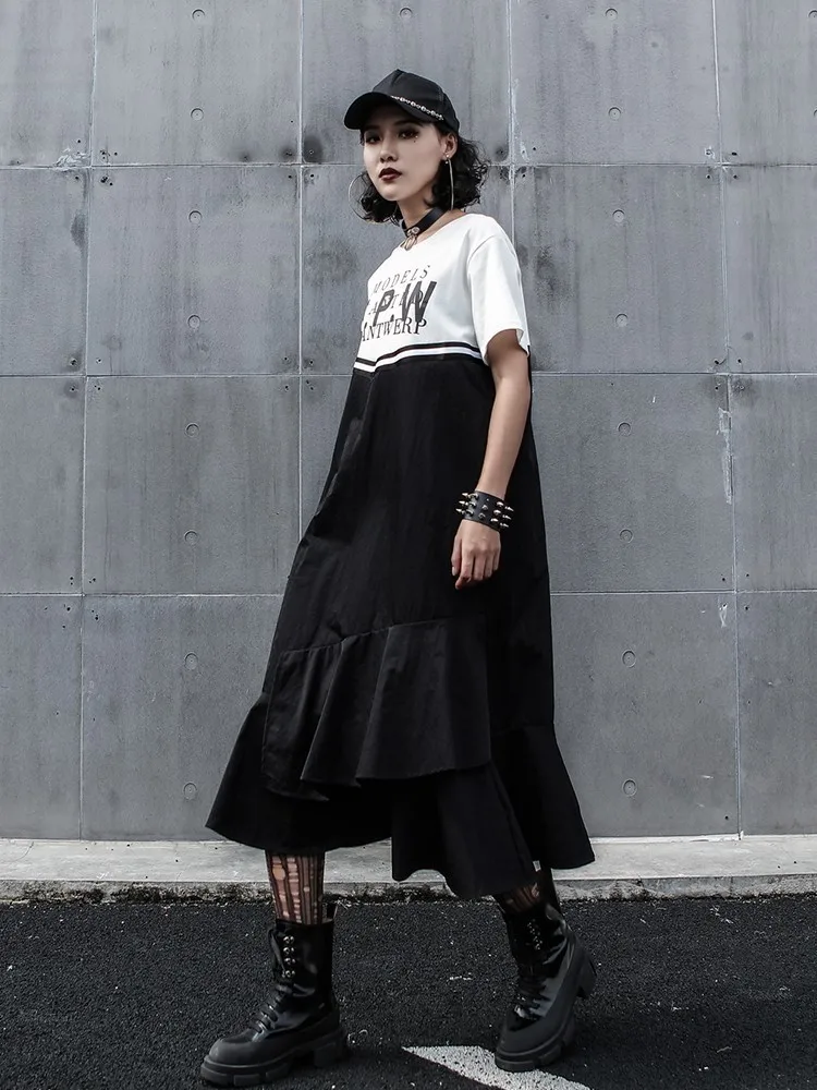 2019 Новая летняя модная женская одежда пуловер с круглым вырезом платья пэчворк