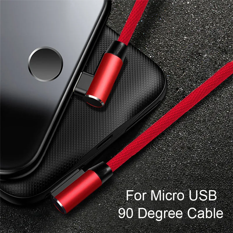 Oppselve кабель Micro USB 90 градусов для быстрой зарядки и передачи данных, Кабель Microusb для samsung A8 A7 A6Xiaomi Redmi Note 5 - Цвет: Red