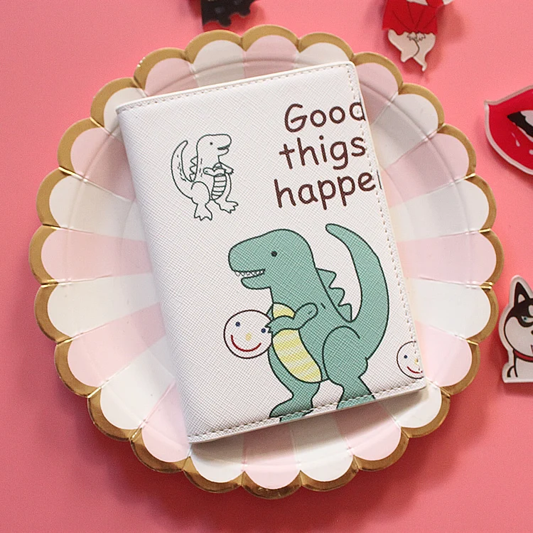 Мультяшный принт динозавр стиль держатель паспорта для путешествий кактус ID
