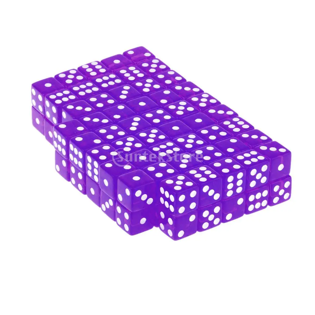 100 x полупрозрачные 16 мм шестигранные игральные кости RPG игры Азартные для игр|game