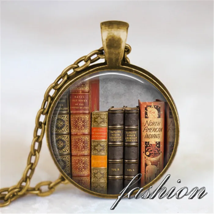 Винтаж библиотека подвеска с книгами ожерелье книга любовник кулон книги ювелирные изделия литературный подарок писатель книга для учителя nerd подарок ожерелье