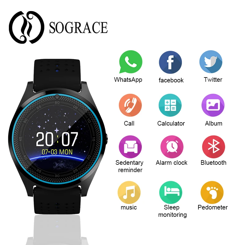 Sograce V9 умные часы с Камера Bluetooth Смарт сим карта наручные для телефона Android Носимых