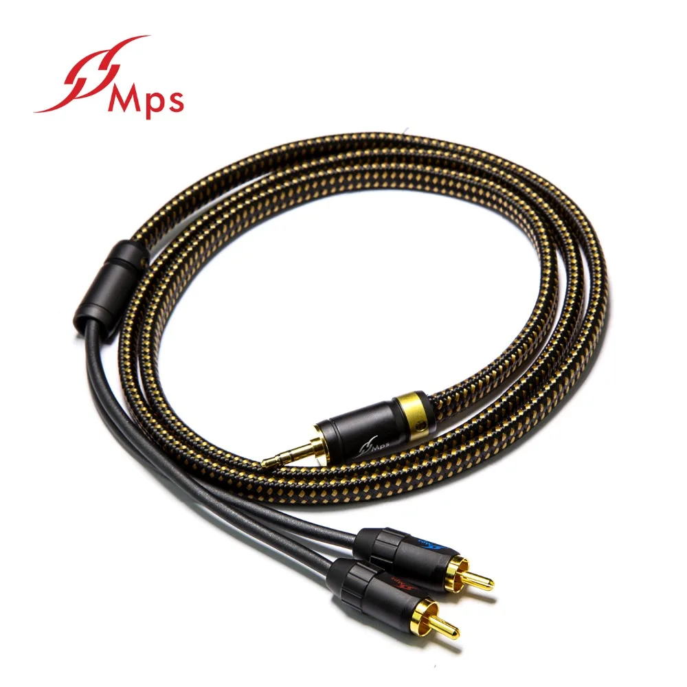 Hi Fi MPS 99.99997% Леопардовый OCC посеребренный 4K позолоченный штекер 3 5 мм до 2 RCA аудио RAC
