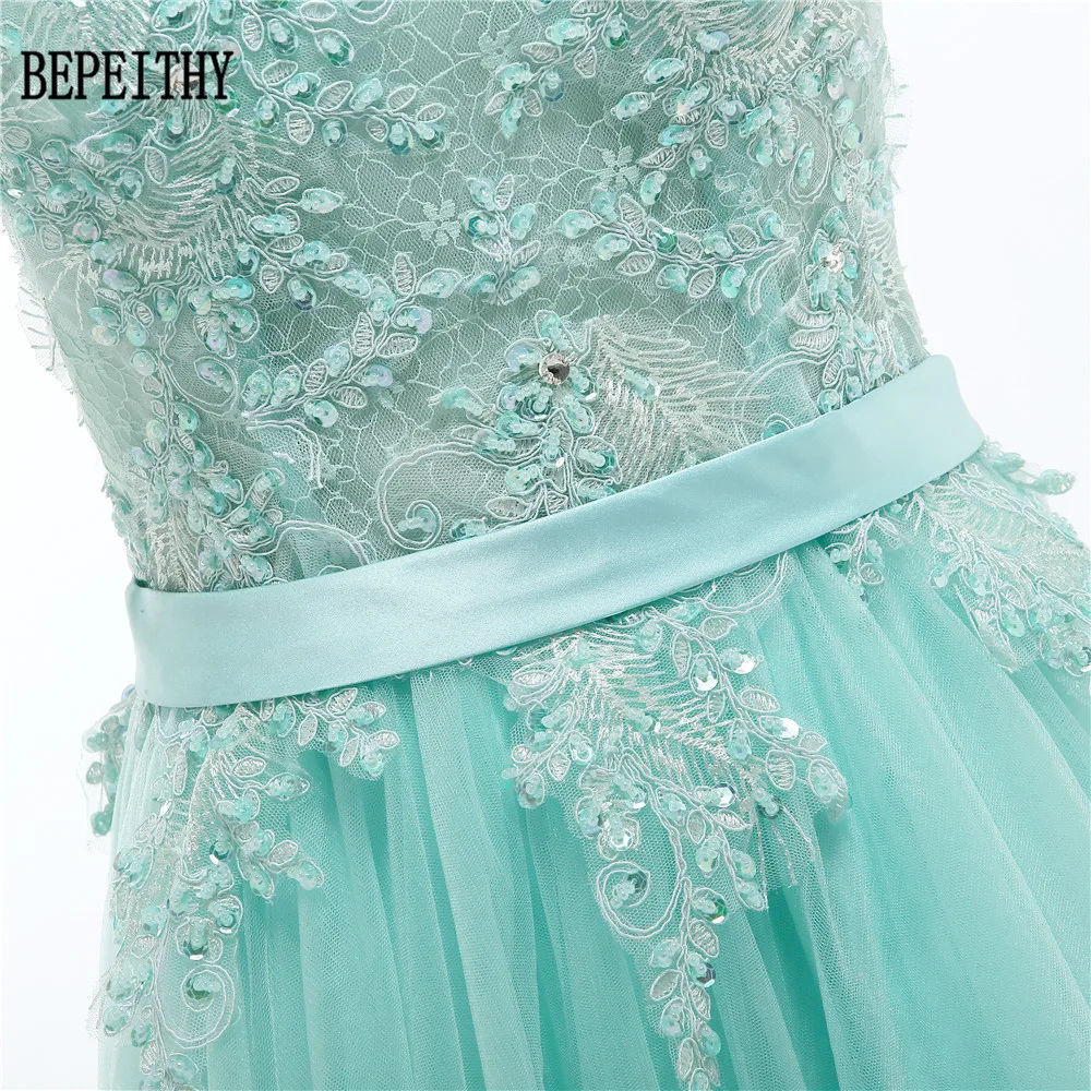 BEPEITHY Robe De Soiree бисерное кружевное ТРАПЕЦИЕВИДНОЕ Мятное зеленое Тюлевое Длинное Элегантное Вечернее платье платья для выпускного вечера