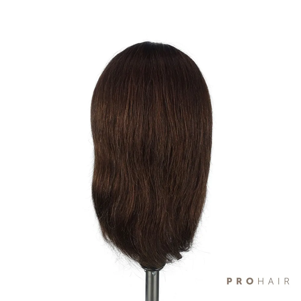 PROHAIR 25 см 10 '' натуральные волосы темно-коричневый тренировочный головной салон мужской манекен голова парикмахерские Практика Обучение Кукла начальник