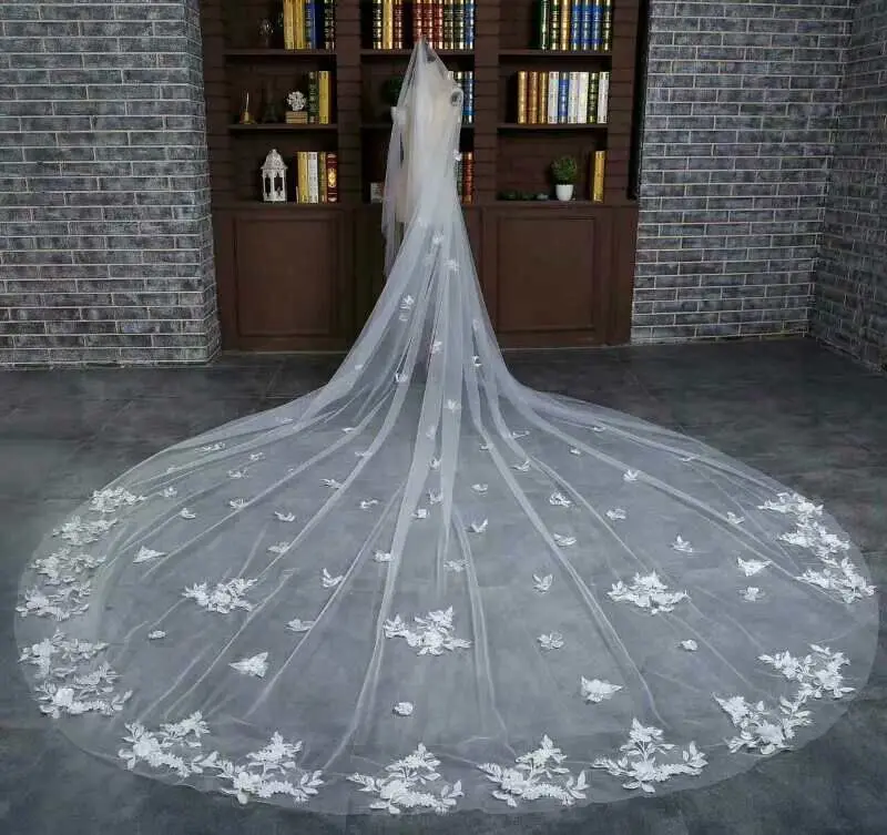 Аппликация 5 М белый кот Свадебное Фата вуаль mariage свадебные аксессуары велос де