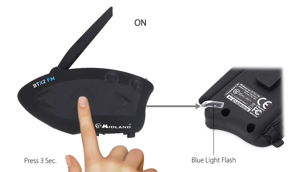 2 шт MIDLAND мотоциклетный шлем домофон BTX2 FM мотоциклетный беспроводной Bluetooth гарнитура для велосипеда