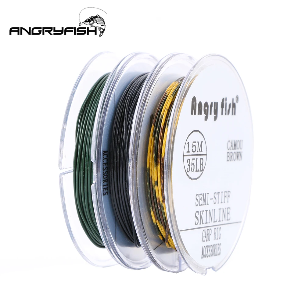 Angryfish 15m Carp fishing line Coated Hook Link 15LB 25LB 35LB