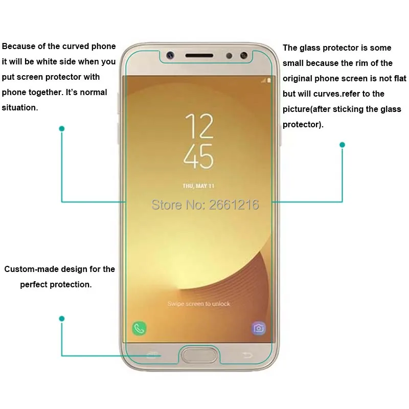2 Pcs/Lot For Samsung Galaxy J7 2017 Tempered Glass 9H 2.5D Premium Screen Protector Film (2017) J730 5.5&quot | Мобильные телефоны
