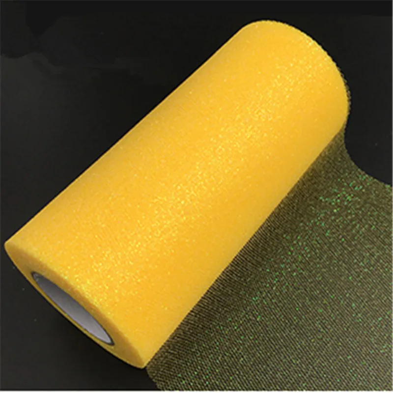 yellow Горячая блестящая Тюлевая ткань 15 см* 22 м детский душ тюль ролл юбка пачка DIY свадебная отделка органзы День Рождения украшения для детей - Цвет: yellow