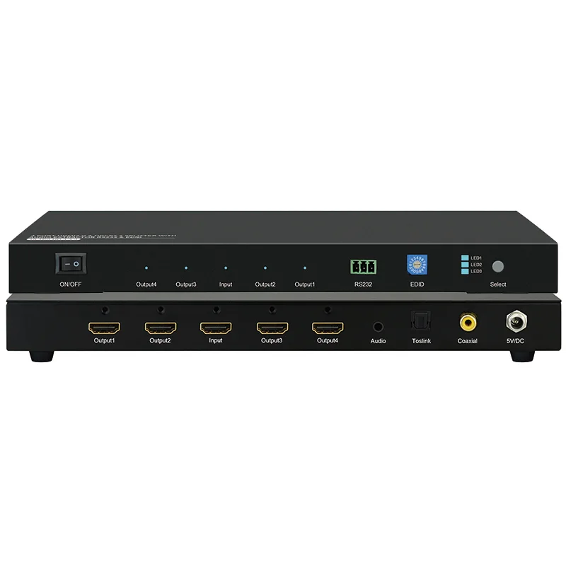 Сплиттер 1X4 HDMI2.0 и HDCP2.2 с EDID RS232 аудио экстрактор|Кабели HDMI| |