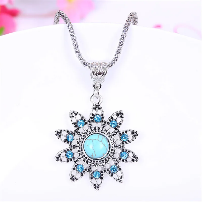 Модный винтажный комплект ювелирных изделий для женщин ожерелье с цветком и