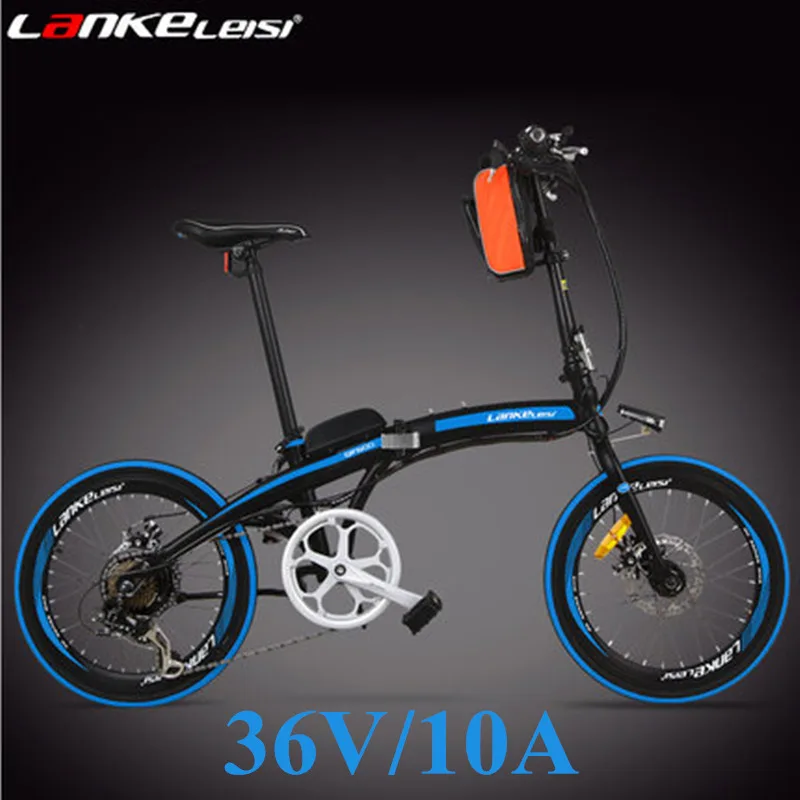 36V 10A Blue 7 скоростей, быстрое складывание, 2", 240 Вт, электрический велосипед, рама из алюминиевого сплава, супер светильник, складная педаль - Цвет: 36V 10A Blue
