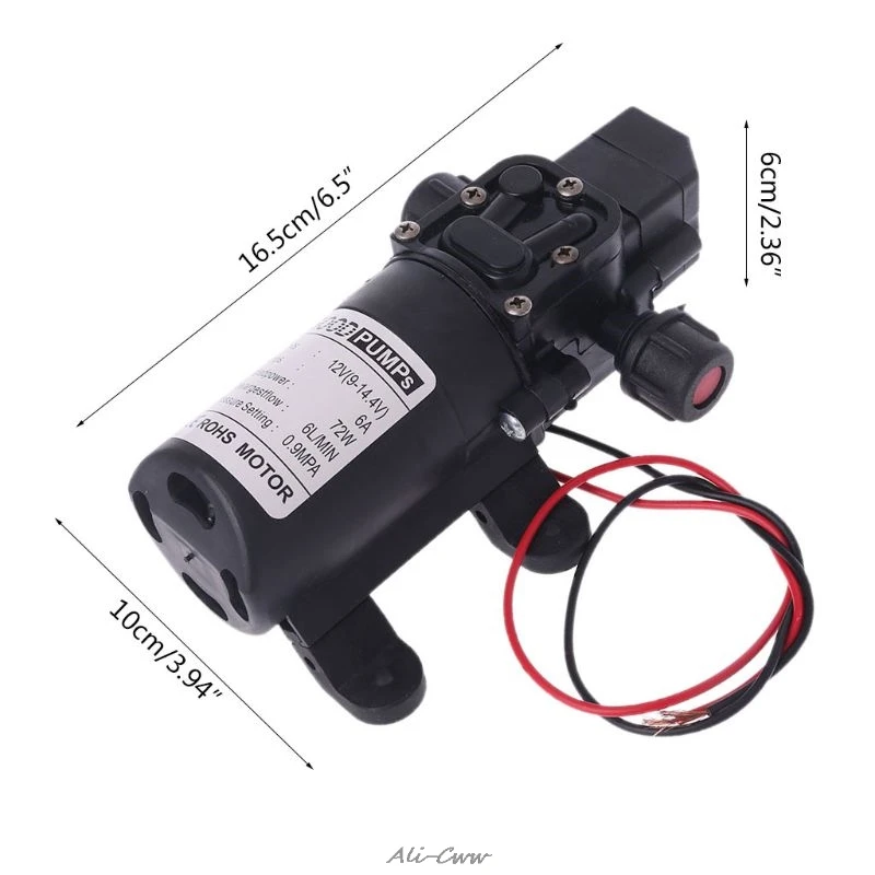 

Intelligent Valve DC 12V 130PSI 6L/Min Water High Pressure Diaphragm Self Priming Pump 70W Hot