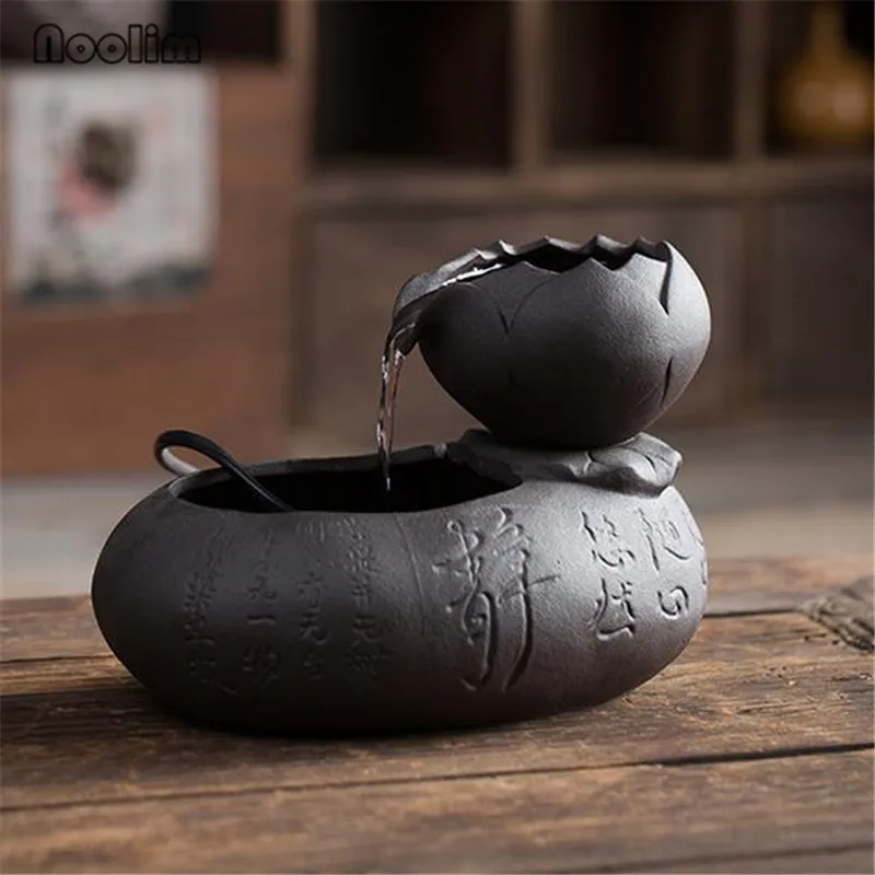 B Purple clay Керамический фэн-шуй фонтан офисный открывающийся подарок на новоселье настольные декоративные украшения для дома - Цвет: B Purple clay