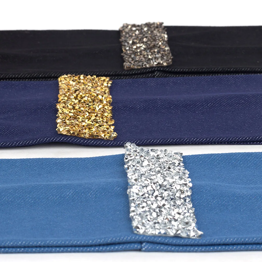 

Geebro Boho Denim Cotton Elastic Headband For Women Plain Rhinestones Hair Bands Female Head Wrap Turban Hair Accessories AT024